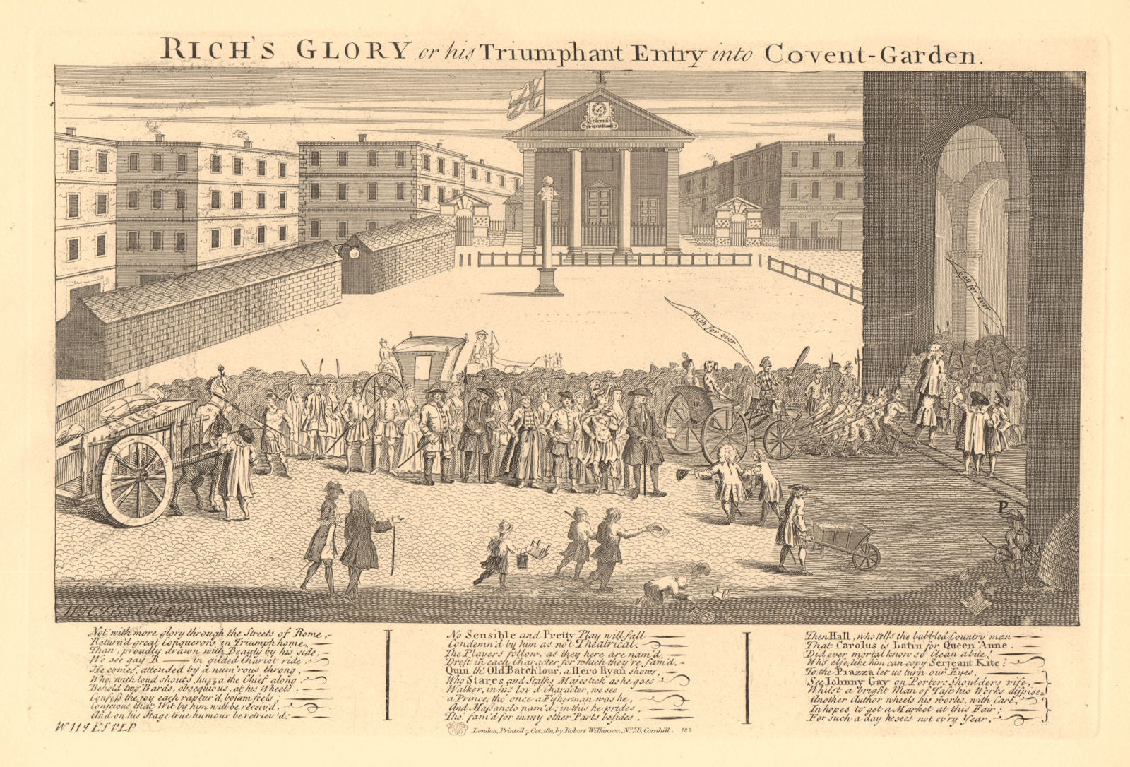 THEATRE ROYAL COVENT GARDEN OPERA HOUSE. John Rich's triumphant entry 1834